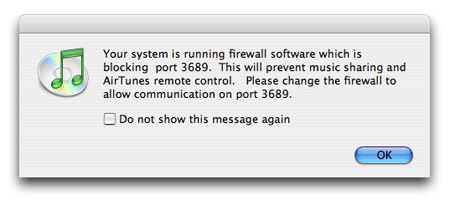 iTunes dialog