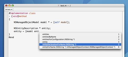 TextMate Completions Menu