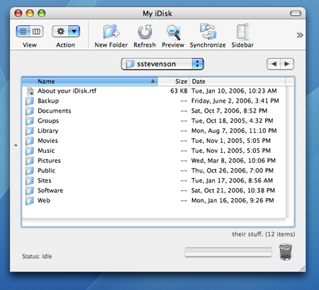 iDisk Listing in Transmit