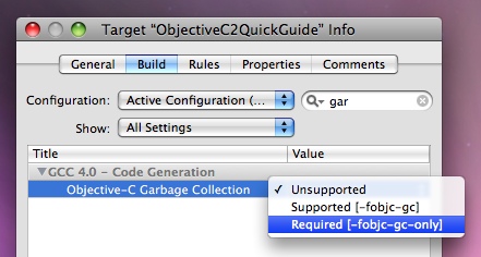 Xcode Enable Garbage Collection